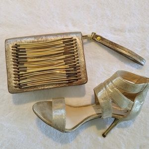 Hervé Léger"Plaza" Metallic Brushed Leather Bag
